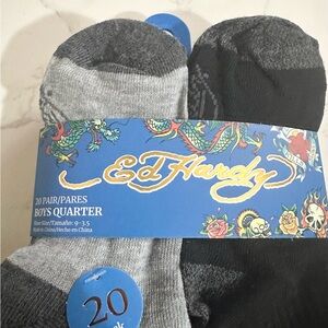 Ed Hardy Black and White Low-Cut Socks - 6 Pack